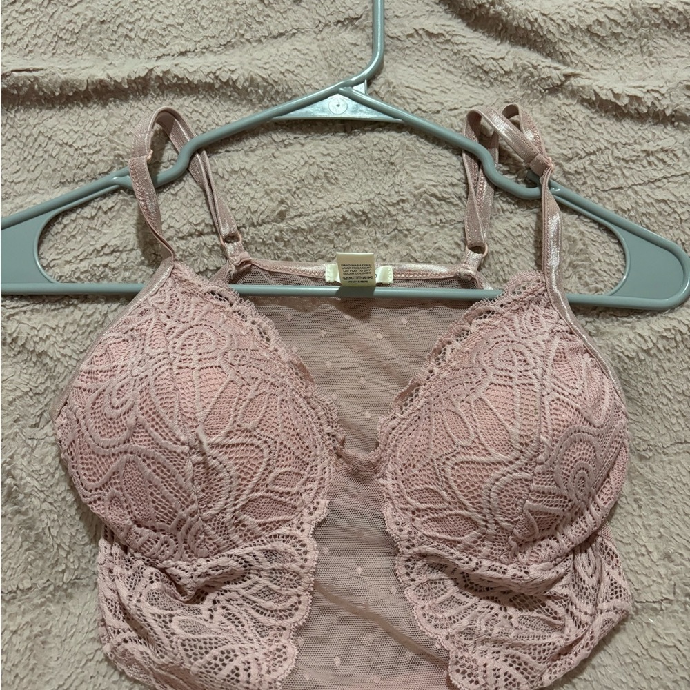 Pink Crop Top with Lace Detailing